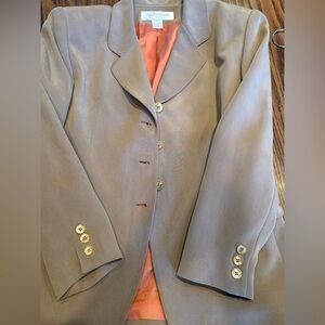 Jones New York 100% silk pants vest jacket light brown 8P 3 piece suit